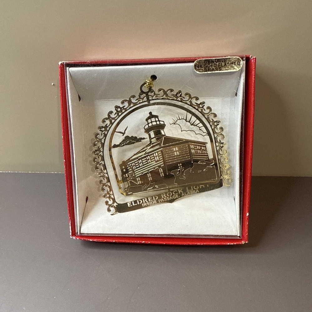 Nation's Treasures ALASKA Christmas Ornament  24K Gold Flashed Brass